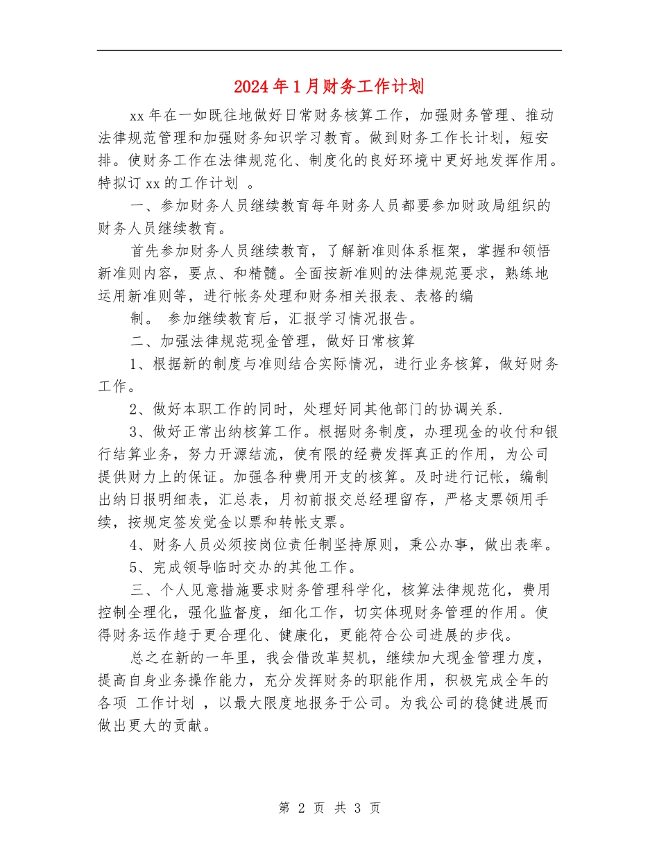 2024年1月财务工作计划_第2页