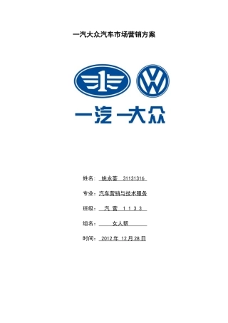 一汽大众市场营销报告