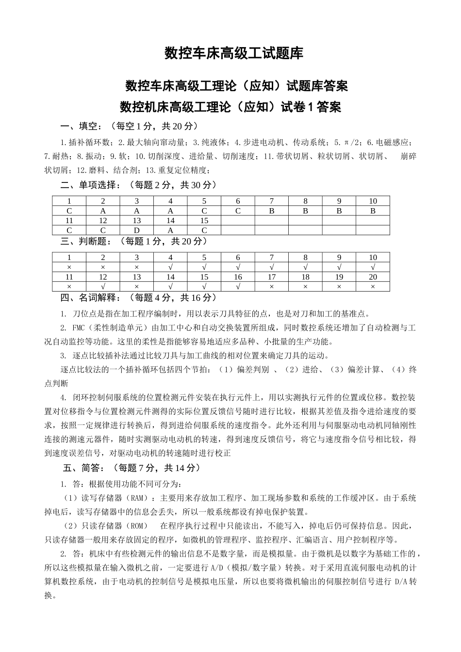 数控车床高级工试题库_第1页