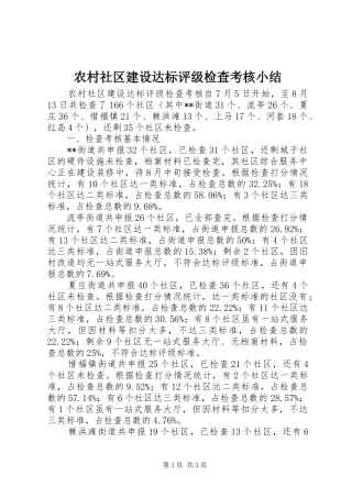 农村社区建设达标评级检查考核小结