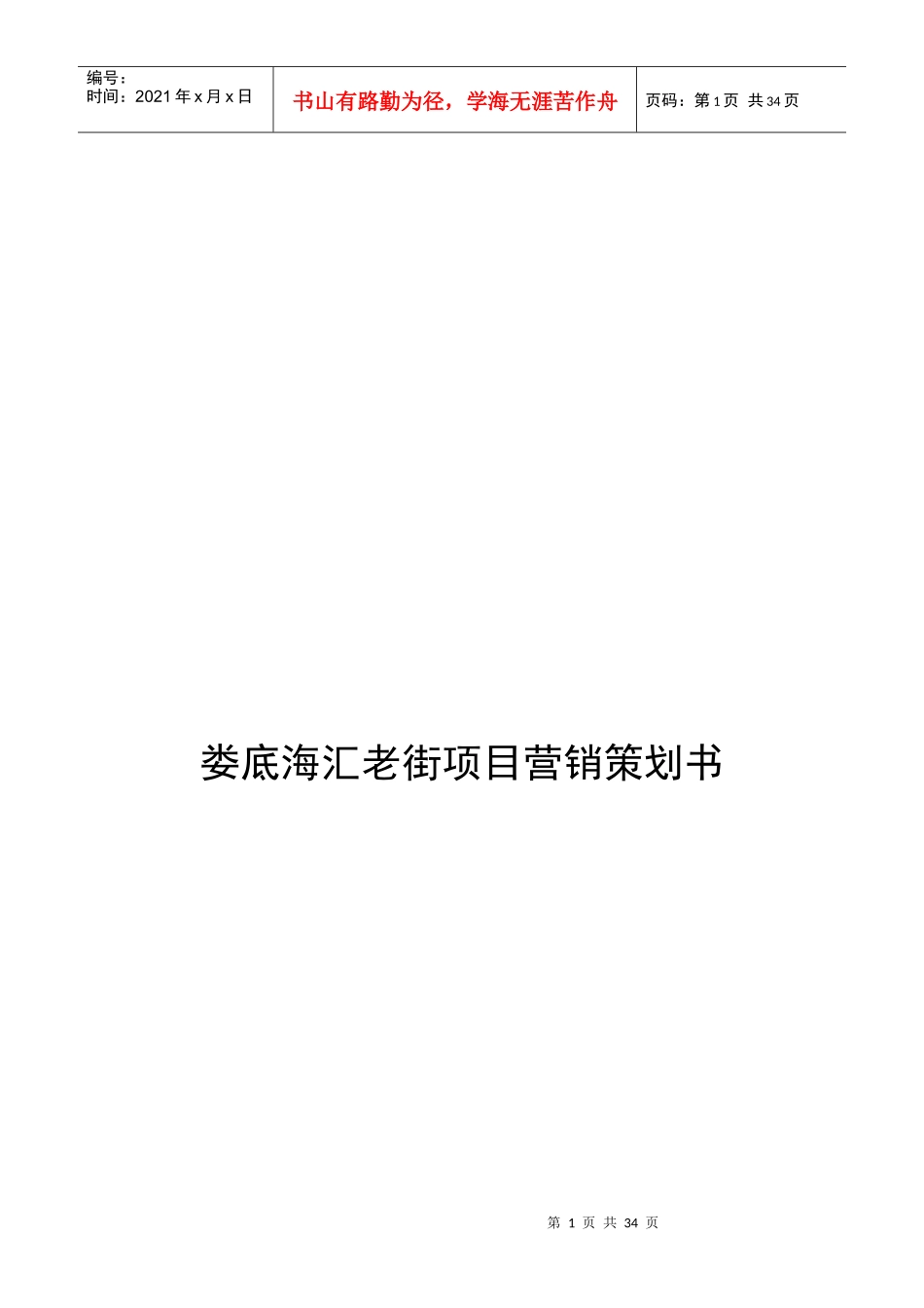 娄底老街项目营销策划书_第1页