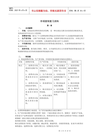 市场营销复习资料22492378