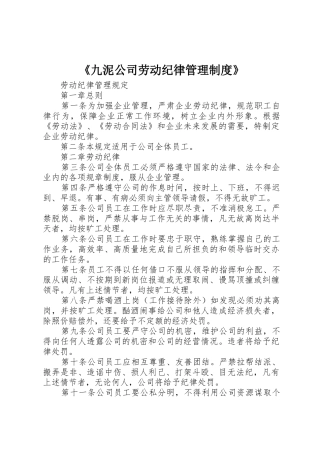《九泥公司劳动纪律管理规章制度》 