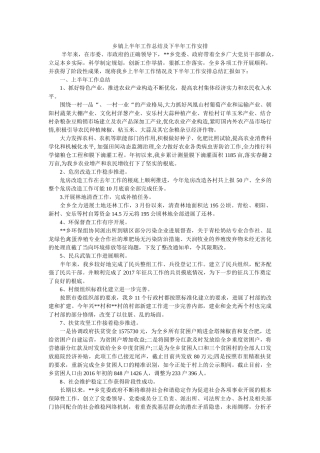 乡镇上半年工作总结及下半年工作安排 