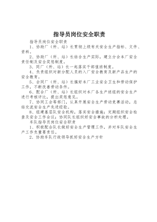指导员岗位安全职责要求 (3)