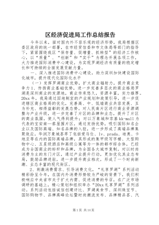区经济促进局工作总结报告