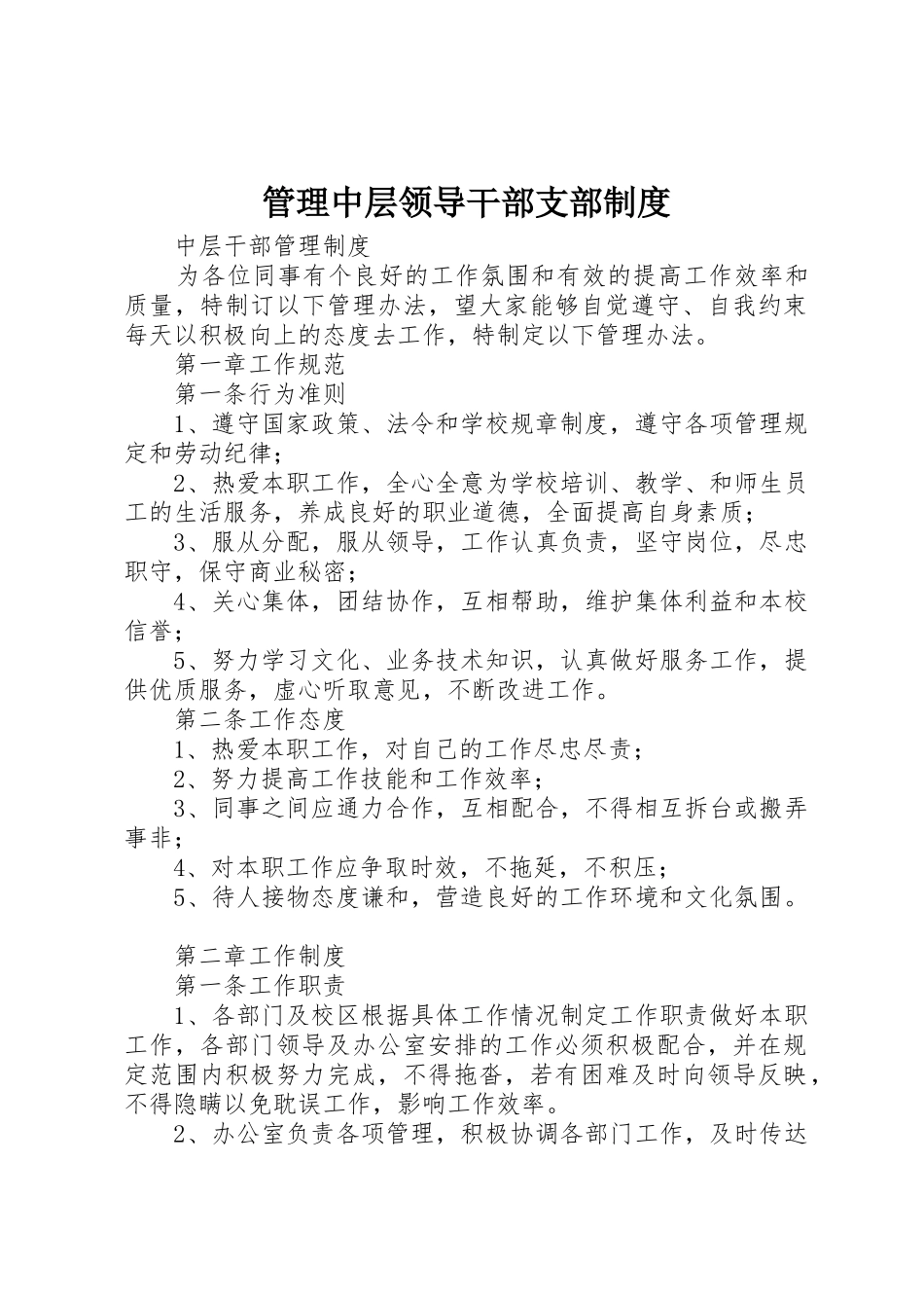 管理中层领导干部支部规章制度 _第1页
