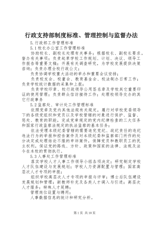 行政支持部规章制度标准、管理控制与监督办法 