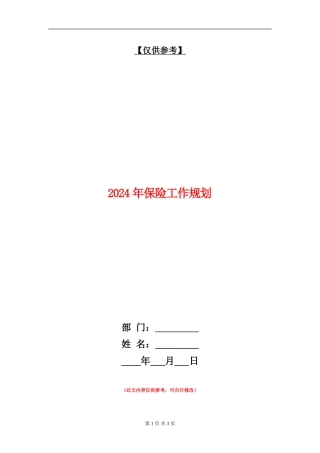 2024年保险工作规划