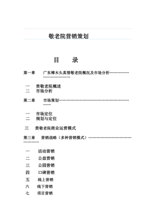 广东敬老院营销策划