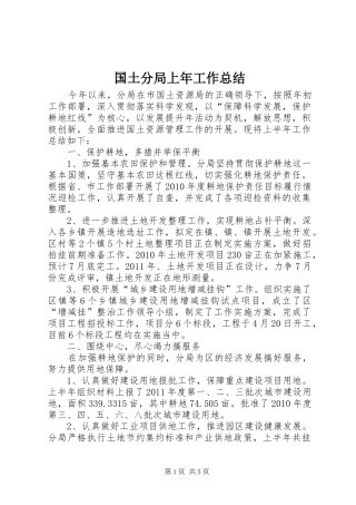 国土分局上年工作总结
