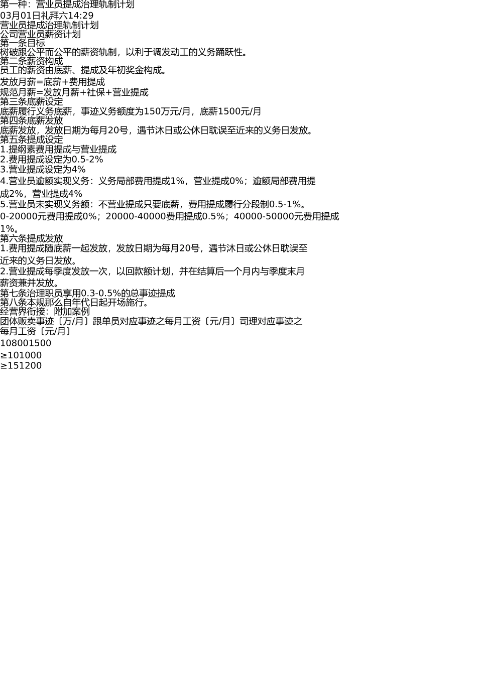 五种销售人员-业务员提成管理制度方案汇总(销售部值得收藏) _第1页