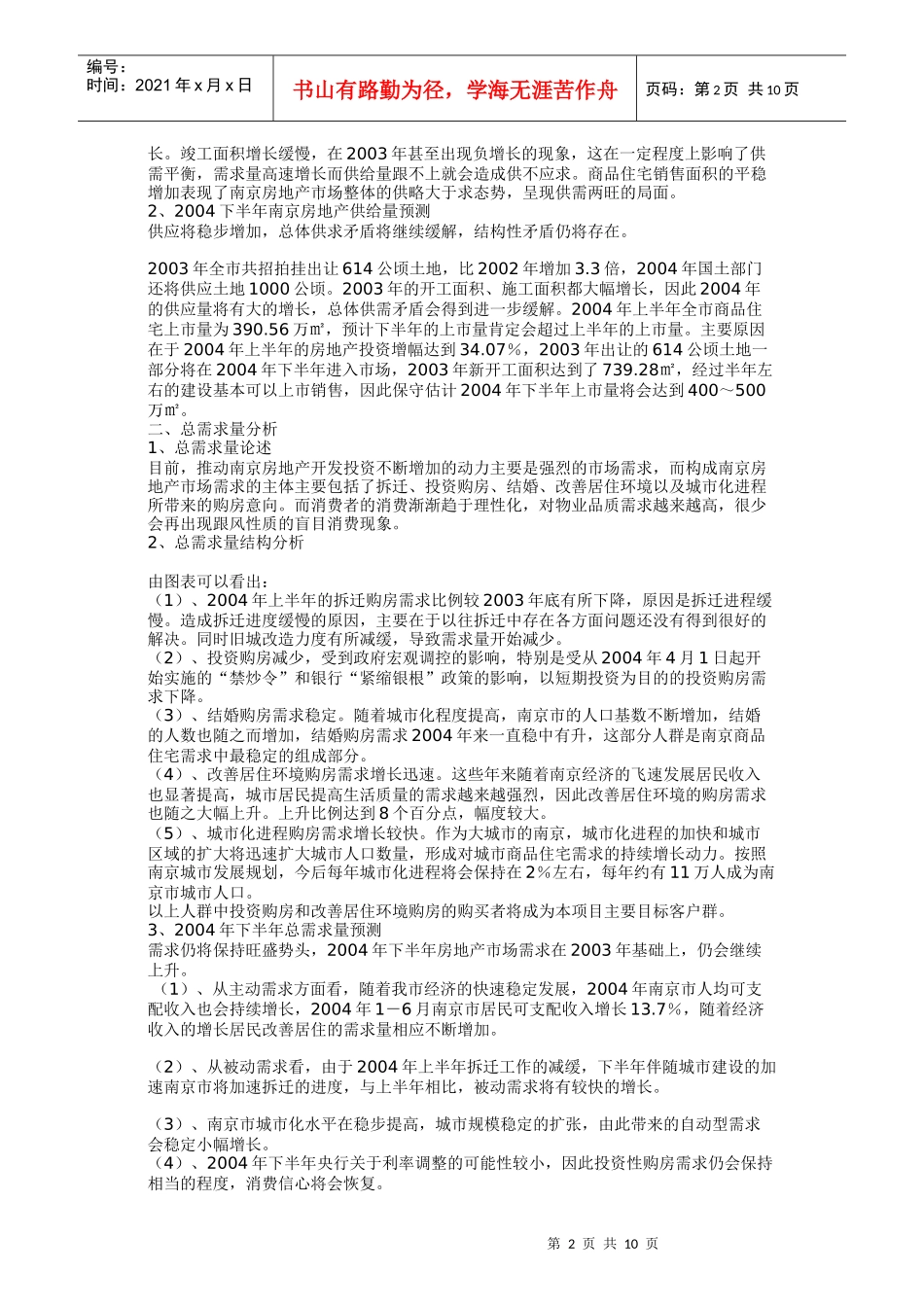 南京房地产项目管理市场调研报告_第2页