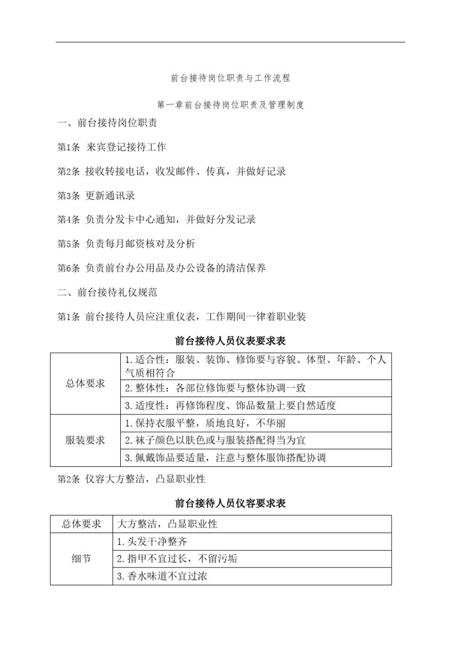 前台接待岗位职责与工作流程_第2页