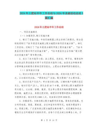 2024年土肥站半年工作总结与2024年圣诞活动总结3篇汇编