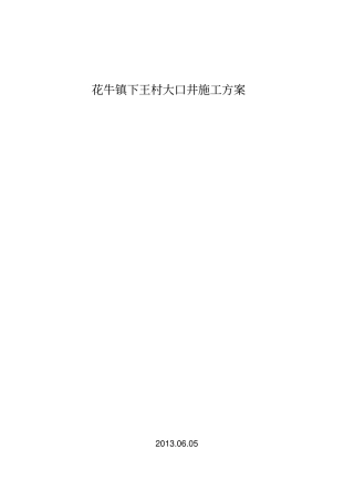 大口井施工组织设计