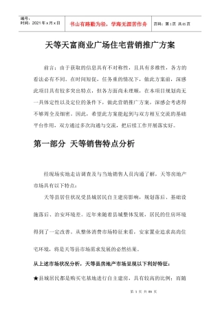广西天等县天富商业广场住宅营销推广方案_72页