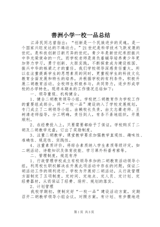 善洲小学一校一品总结