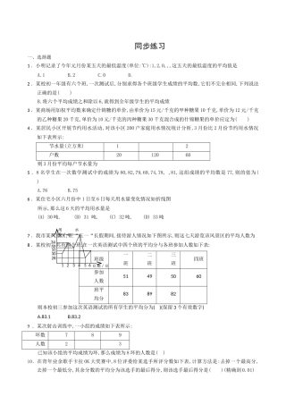 数学八年级上浙教版42平均数同步练习 