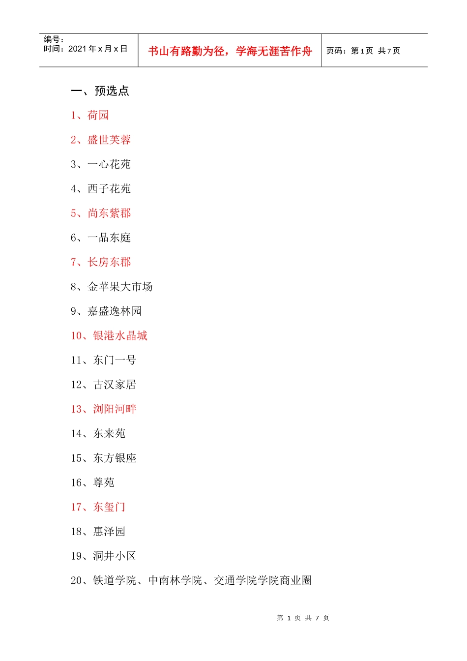 店面预选方案_第1页