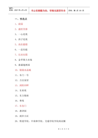 店面预选方案