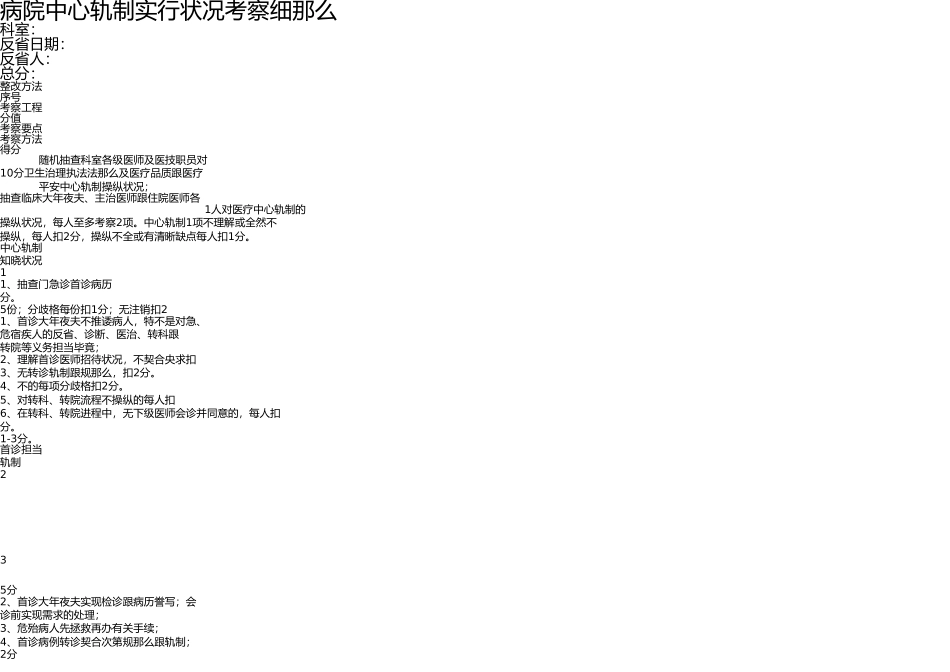 医院核心制度执行情况考核细则 _第1页
