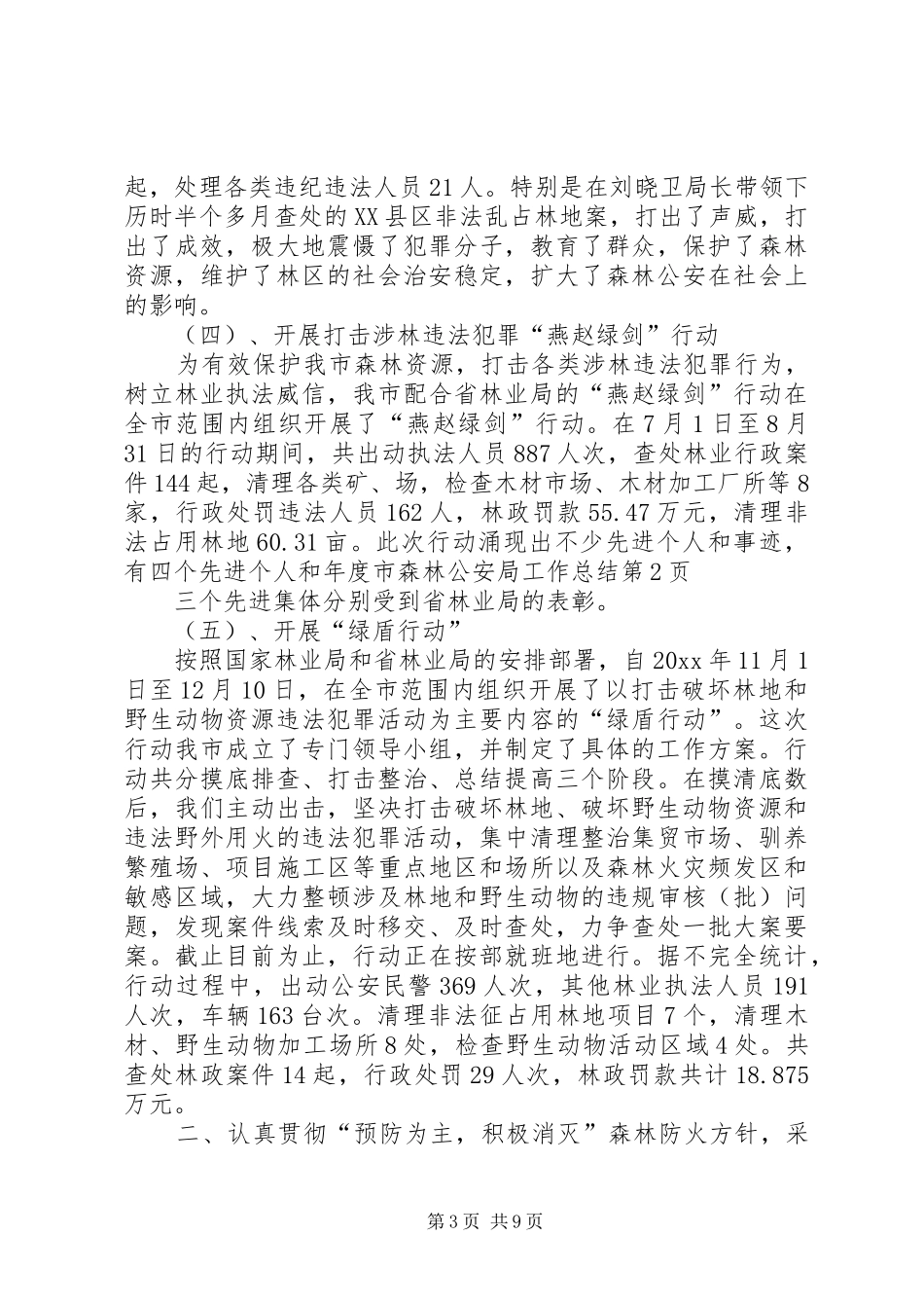 年度市森林公安局工作总结_第3页