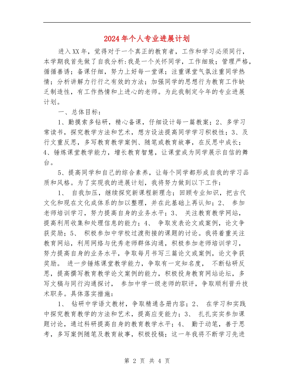 2024年个人专业发展计划1_第2页