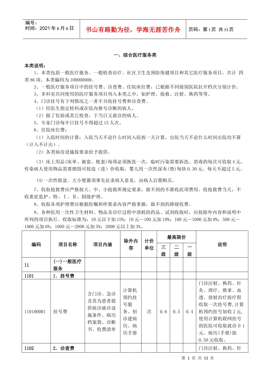 一、综合医疗服务类_第1页
