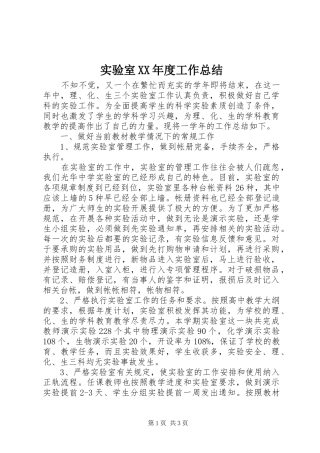 实验室XX年度工作总结