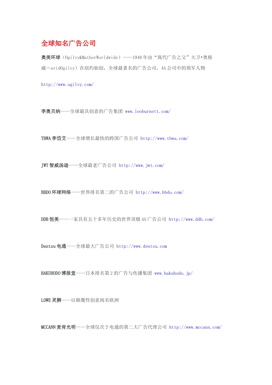 世界著名广告公司简介 排序和公司网址 top_第2页