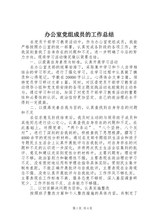 办公室党组成员的工作总结