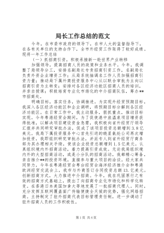 局长工作总结的范文