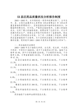 县区药品质量状况分析报告规章制度 