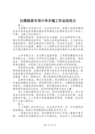 扫黑除恶专项斗争乡镇工作总结范文