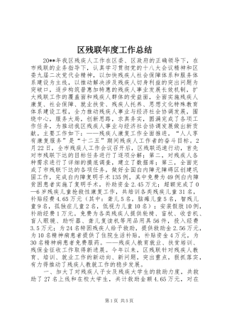 区残联年度工作总结