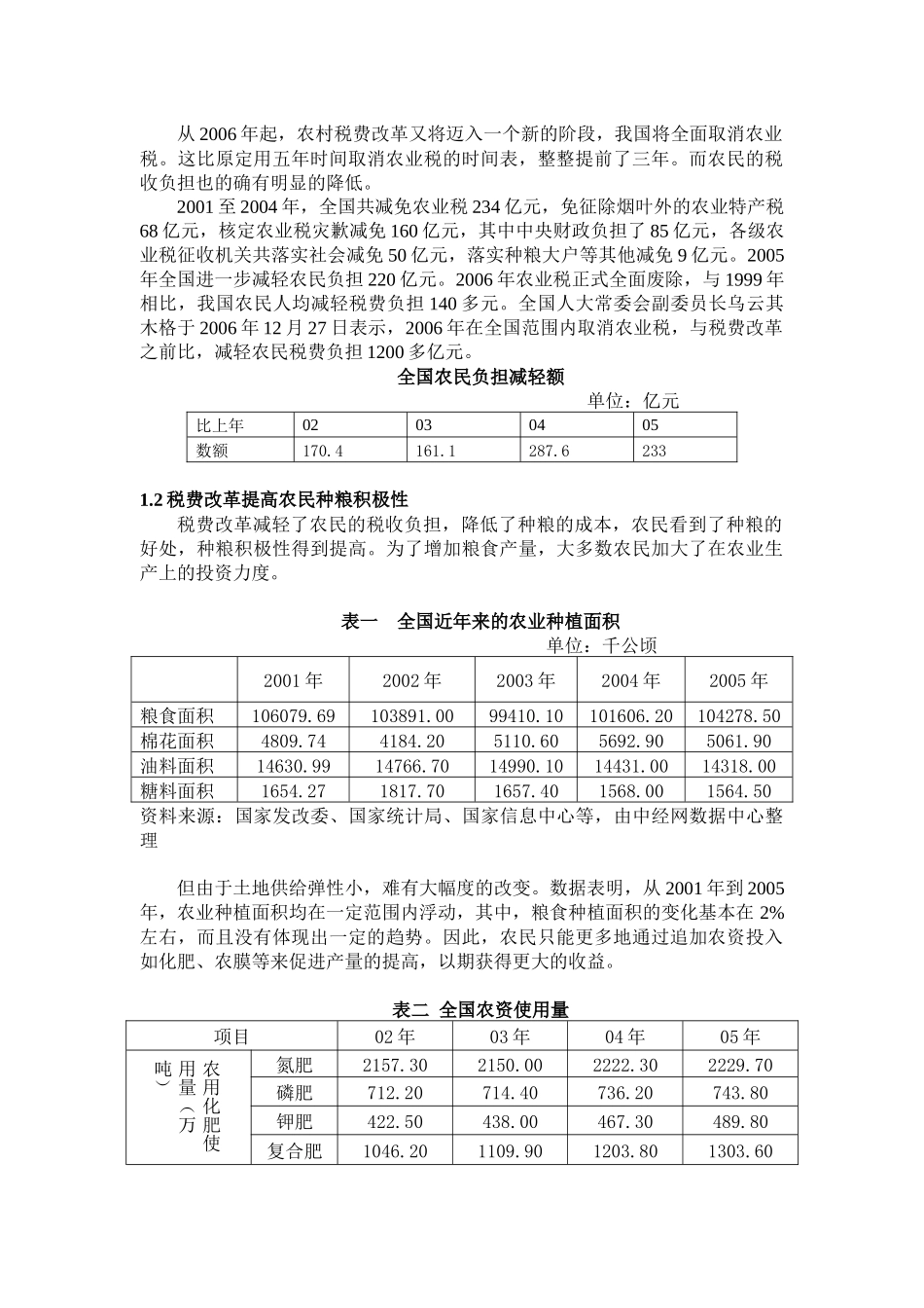 挑战杯——农村税费改革中农资价格与农业生产成本关系探讨(初稿)_第3页