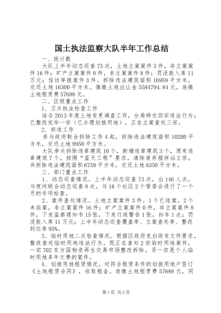 国土执法监察大队半年工作总结