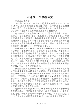 审计局工作总结范文