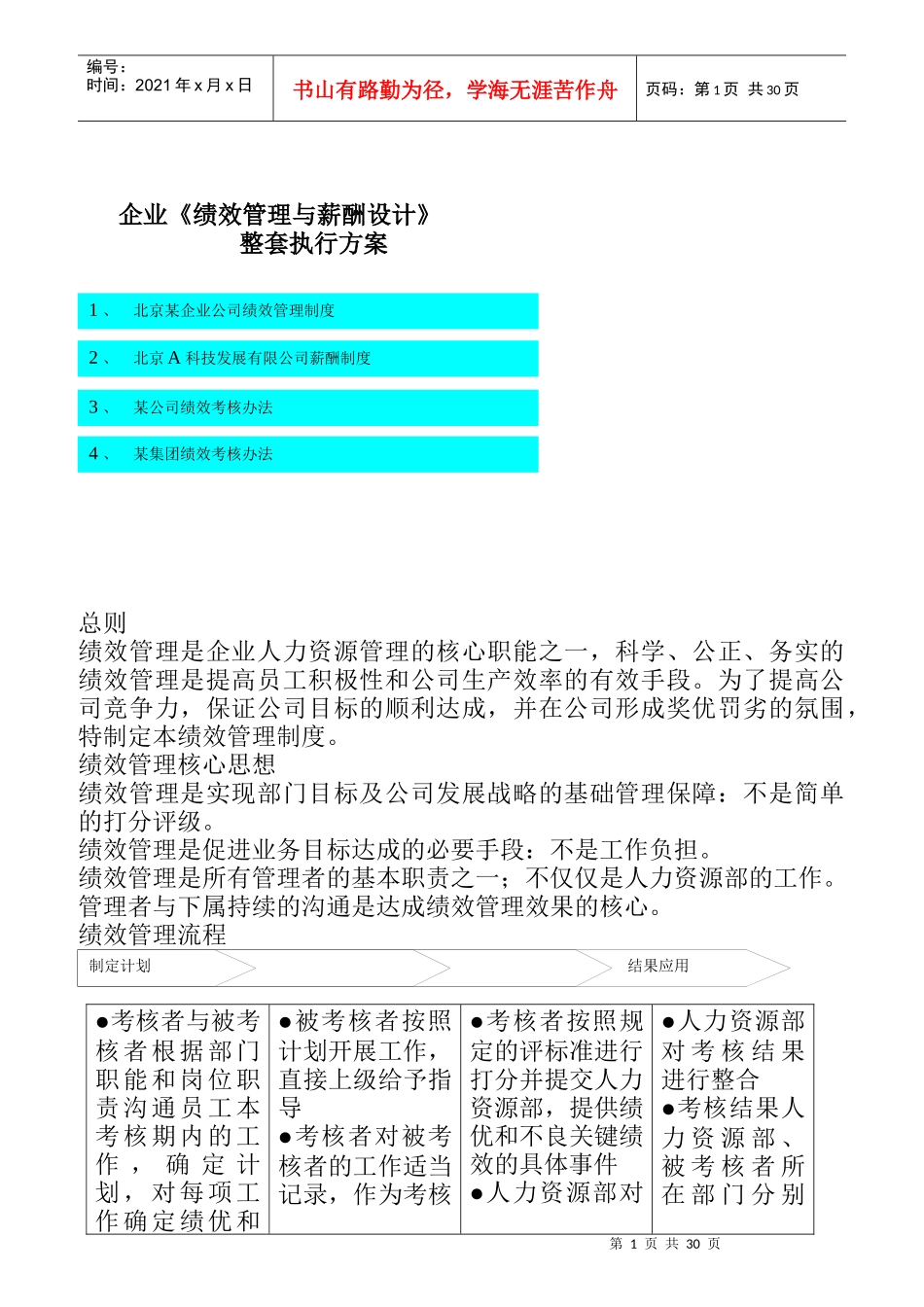 企业绩效管理与薪酬设计方案_第1页