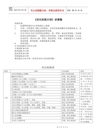 《店长权限介绍》讲课稿