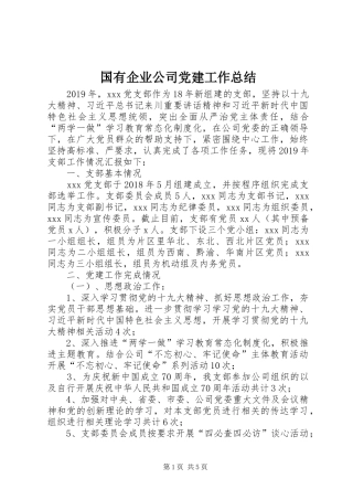 国有企业公司党建工作总结