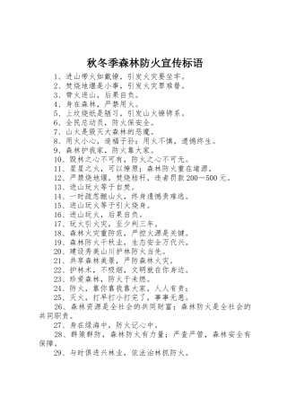 秋冬季森林防火标语集锦