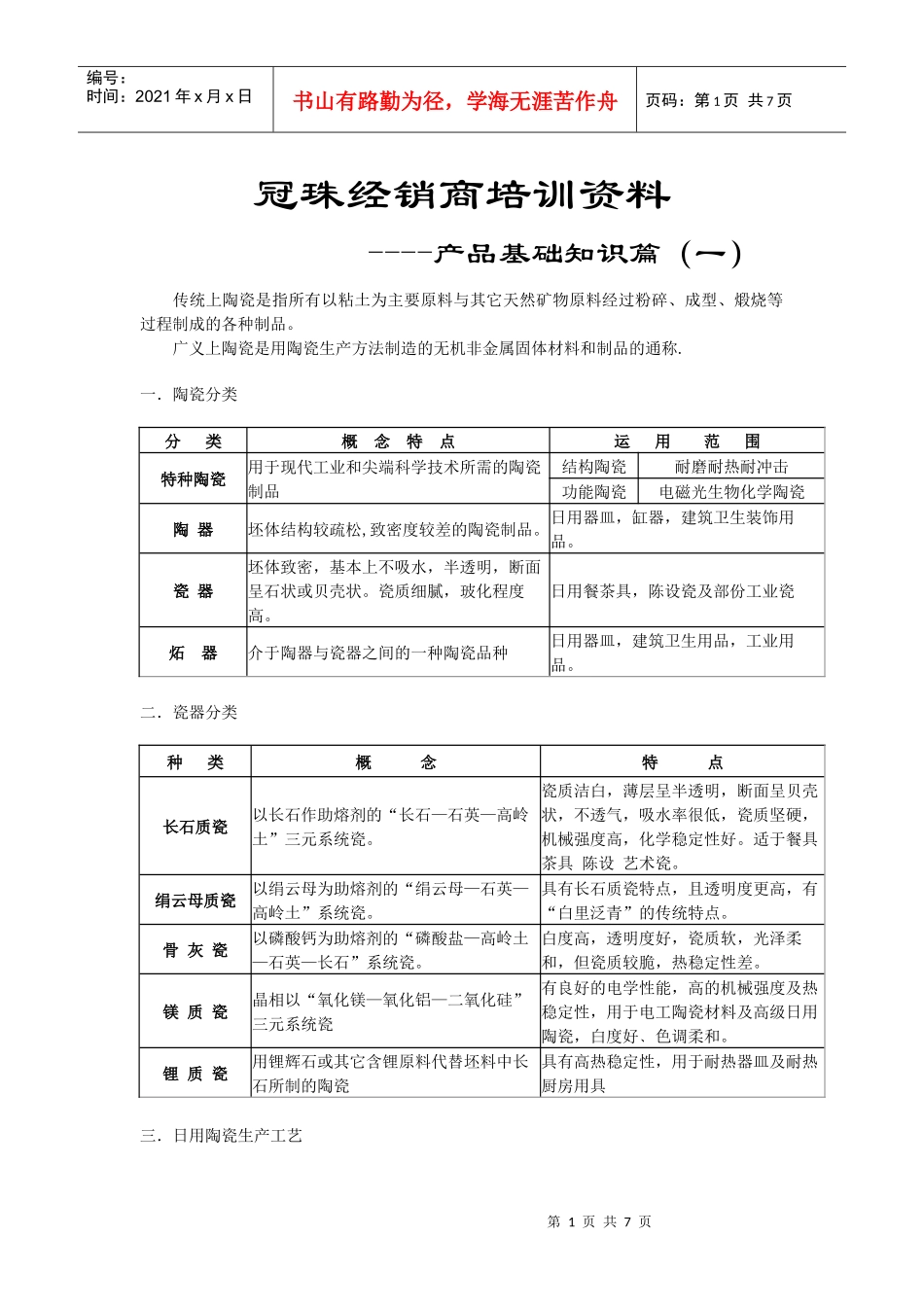 冠珠陶瓷经销商培训教程手册_第1页