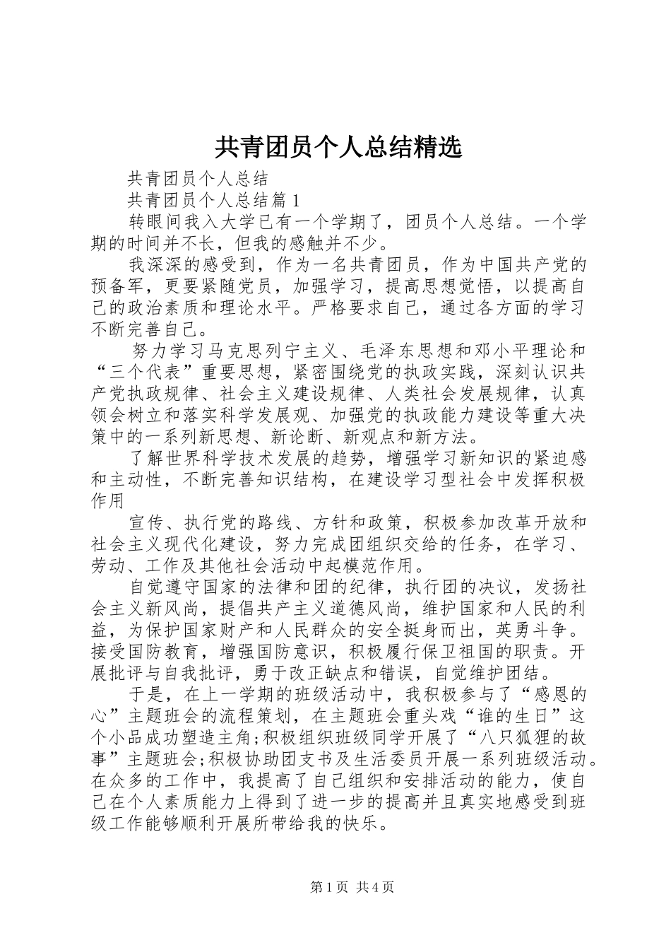共青团员个人总结精选_第1页