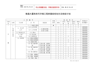 大厦商务写字楼工程检验批划分