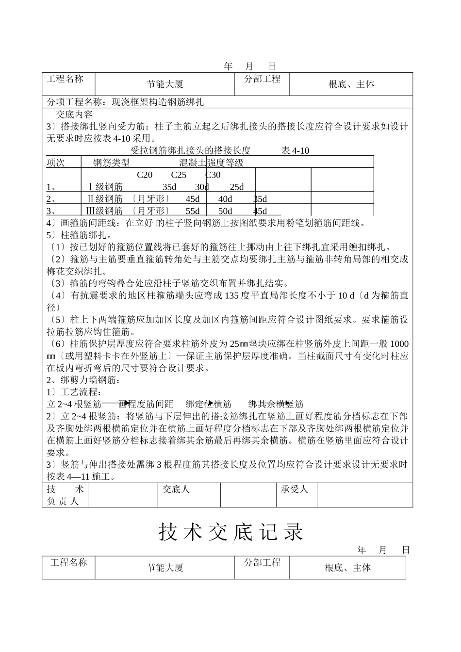 现浇框架结构钢筋绑扎技术交底_第2页