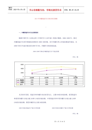 XXXX年冷藏保温汽车市场分析及预测