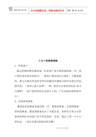 十全十美的销售策略