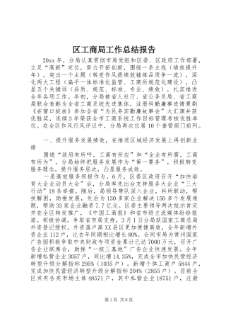 区工商局工作总结报告